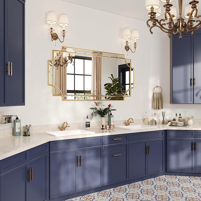 Kelly Miller 24"x48" Large Gold Mirror for Wall, Gold Traditional Wall Mirror Art Decorative Mirror Beveled Full Length Mirror Home Decor for Bathroom Living Room Bedroom Kitchen Farmhouse Entryway-HomvellaHome