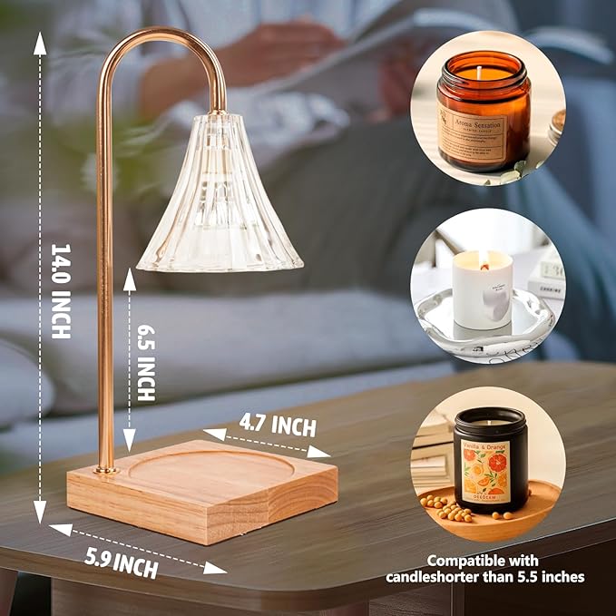 GEEZO Fragrance Candle Warmer Lamp，Electric Candle Warmer with Timer & Dimmer，Mom Christmas Birthday Gifts for Women, House Warming Gifts New Home Bedroom Decor-HomvellaHome