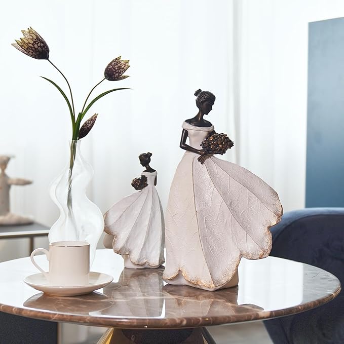 Guichifun Fairy Statue Collection Home Decoration - White Leaf Angel Girls Resin Home Decor for Outside or Inside Rustic Garden Outdoor Yard Decorations Figurines Memory Gift 7.5 x 4.5 x 11.5 Inch-HomvellaHome