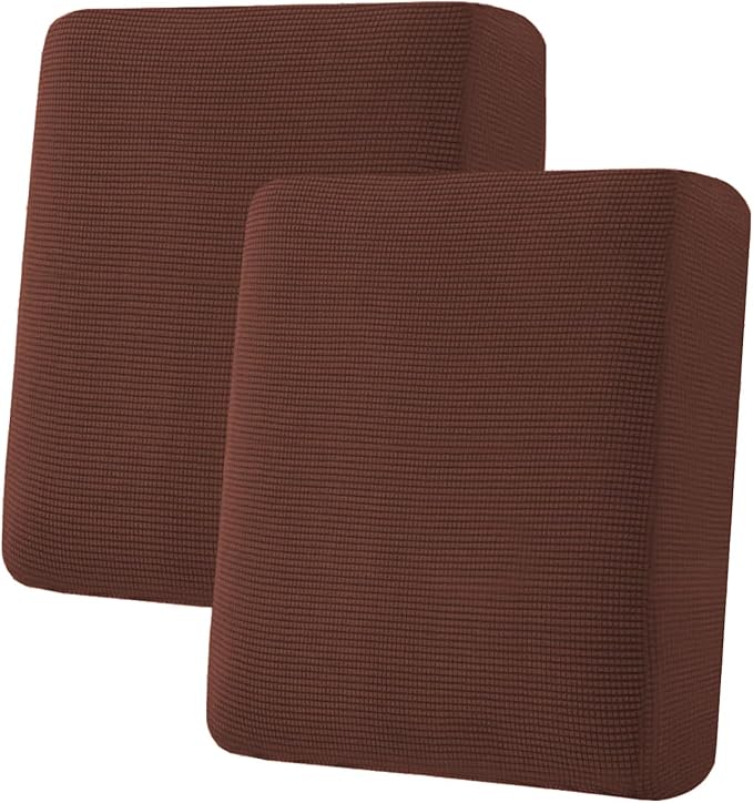 H.VERSAILTEX Super Stretch Individual Seat Cushion Covers Sofa Covers Couch Covers Slipcover Sets Thick Jacquard Textured Twill Fabric (2 Piece Medium Sofa Cushion Covers, Burnt Brick)-HomvellaHome