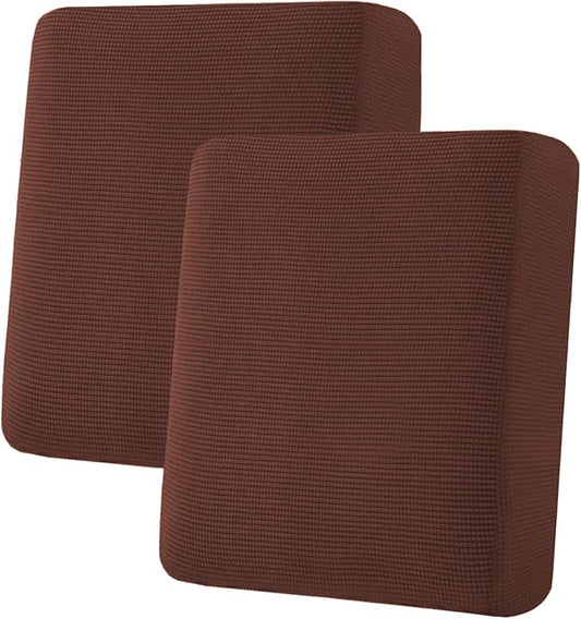 H.VERSAILTEX Super Stretch Individual Seat Cushion Covers Sofa Covers Couch Covers Slipcover Sets Thick Jacquard Textured Twill Fabric (2 Piece Medium Sofa Cushion Covers, Burnt Brick)-HomvellaHome
