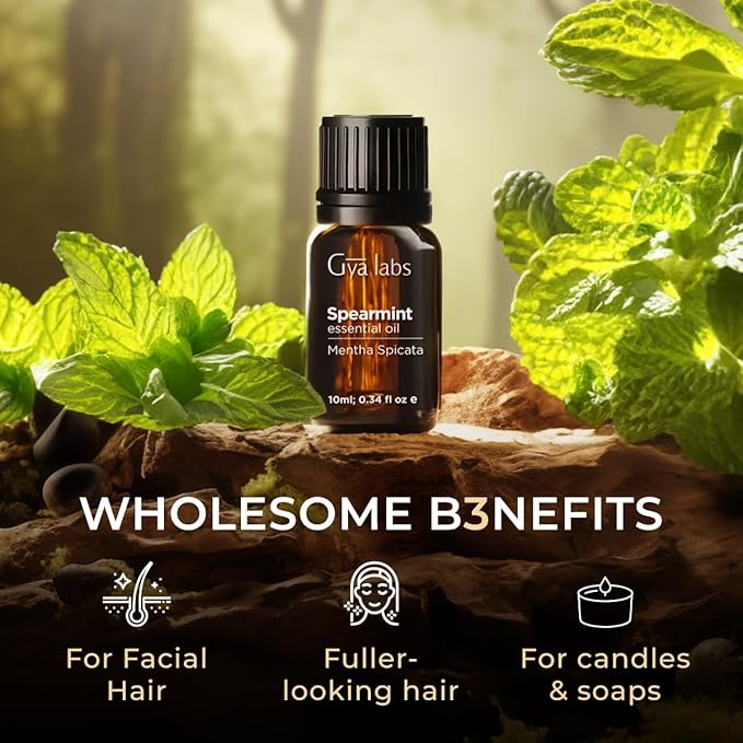 Gya Labs Spearmint Essential Oil for Diffuser & Skin - 0.34 Fl Oz - 100% Pure Natural Spearmint Oil for Facial, Hair, Massage, Aromatherapy & Candle Making Scent-HomvellaHome