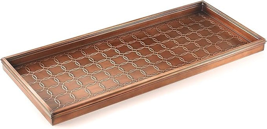 Good Directions Large Boot Tray, Circles Multi-Purpose All Weather Decorative Boot Tray, Shoes, Plants, Garage, Patio Door, Pet Bowls, 34 inch Entry Indoor Shoe Tray, Copper Finish-HomvellaHome