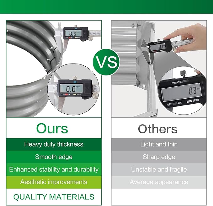 Gardmax Galvanized Raised Garden Bed, Lightweight Planter Boxes Outdoor with Easy Assembly, Large Garden Bed for Vegetables, Fruits, Flower Dark Green 8FT-HomvellaHome