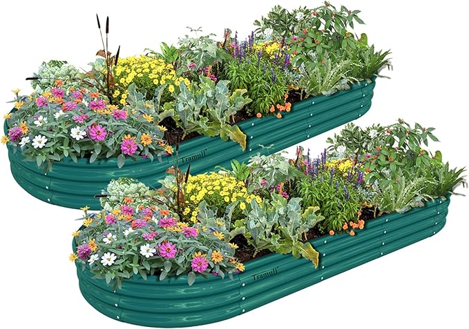 2 Pack 8x3x1FT Galvanized Raised Garden Bed Large Metal Planter Box Kit Elevated Raised Garden Planters for Outdoor Plants, Green-HomvellaHome