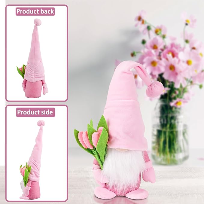 Gnome Plush Decorations Gift,15 inch Gnomes Decorations for Home,Fall Gnomes Plush Table Decoration Gnome Gifts for Women Swedish Tomte Nisse Doll Tabletop Scandinavian Elf Plushie,Pink-HomvellaHome