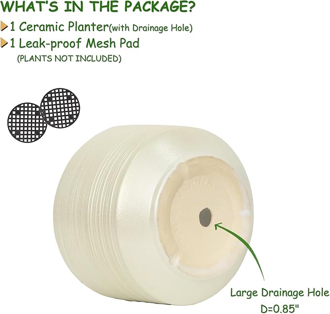 10 Inch Ceramic Plant Pot with Drainage – Large Flower Pot for Indoor Outdoor Plants, Modern Decorative Planter for Patio, Balcony, Garden, or Home Decor-HomvellaHome