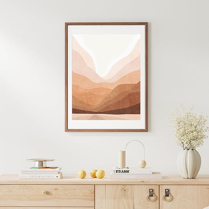 18x24 Poster Frame Natural Solid Walnut Photo Frames with 16x20 Removable Mat Wall Hanging Large Handcrafted Frame with HD Plexiglass Wall and Tabletop Display Large Picture Frame-HomvellaHome