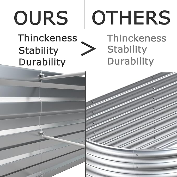 12x2x1.5ft Galvanized Raised Garden Bed,Outdoor Planter Box Metal Patio Kit Planting Bed for Vegetables Flowers Herb,Silver-HomvellaHome