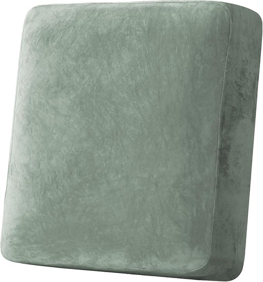 H.VERSAILTEX Velvet Stretch Couch Cushion Cover Plush Cushion Slipcover for Chair Cushion Furniture Protector Seat Cushion Sofa Cover (1 Piece Armchair Cushion Covers, Sea Grass)-HomvellaHome