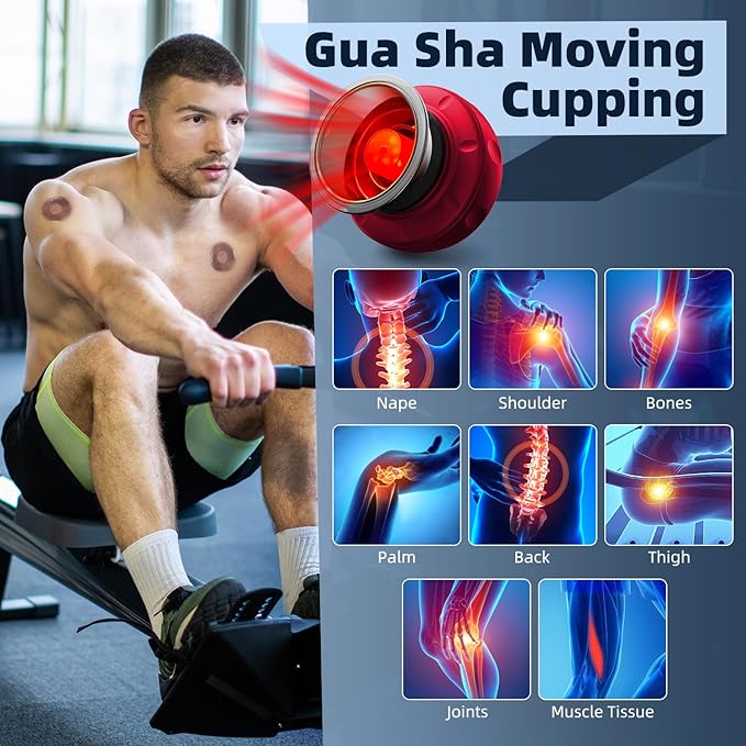 2 Electric Cupping Therapy Set, 5-in-1 Smart Cupping kit with Red Light Therapy, Gua Sha Massage Tool, Relieves Neck Shoulder Back Aches Muscle Soreness, Improves Blood Circulation - Red-HomvellaHome