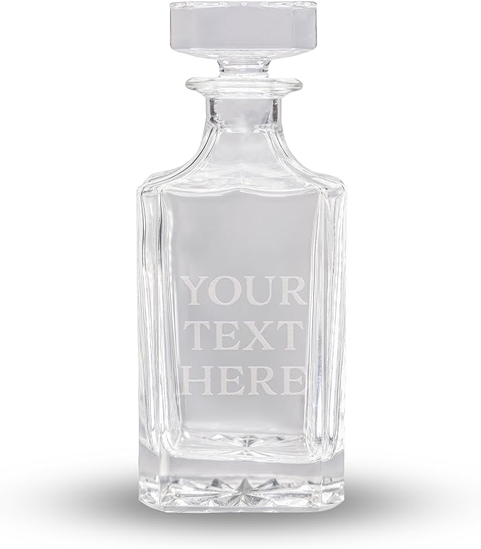 Gifts Inscribed Custom Text Whiskey Decanter Bottle (750 ml) - Personalized Font Glass Liquor Decanter Set - Customized Glassware - Engraved Whisky Glassware Gift for Wedding Anniversary Birthday Dad-HomvellaHome
