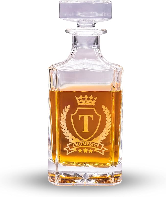 Gifts Inscribed Custom Whiskey Decanter Bottle (750 ml) - Personalized Glass Liquor Decanter Set - Customized Glassware - Engraved Whisky Glassware Gift for Wedding, Groomsman, Anniversary, Birthday-HomvellaHome