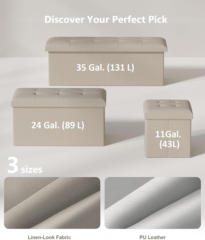 15 Inches Small Folding Storage Ottoman Cube, Storage Footrest, Foot Rest Stool, for Living Room, Bedroom, Dorm, Hallway, Entryway, Sandy Beige-HomvellaHome