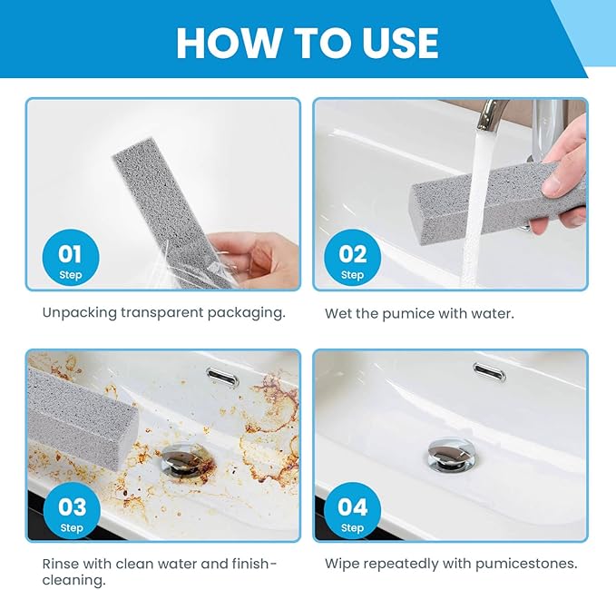 14 Pack Pumice Stone for Toilet Bowl Cleaning, Powerfully Cleans Hard Water Rings, for Cleaning Toilets, Bathtubs, Grills, Swimming Pools, Sinks-HomvellaHome