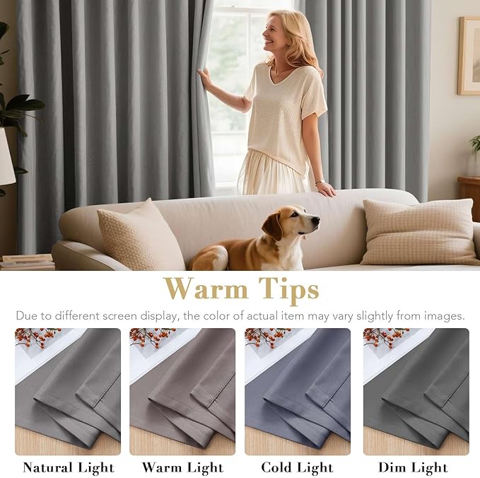 H.VERSAILTEX Blackout Curtains for Bedroom Thermal Insulated Room Darkening Living Room Curtains 84 Inch Long Grommet Privacy Protection Window Curtain Panels/Drapes for Nursery, 2 Panels, Dove Grey-HomvellaHome