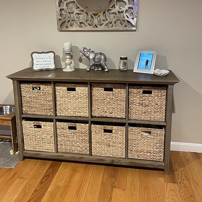 10.5 x 10.5in Wicker Storage Baskets for Shelves, Water Hyacinth Storage Baskets, Woven Baskets for Storage, Wicker Storage Basket for Bedroom, Living Room (6 Packs 10.5x10.5in)-HomvellaHome