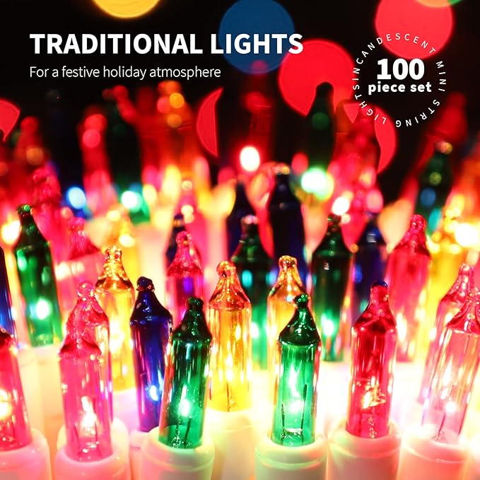 100LIGHTS Multi Easter Mini String Lights，Connectors Christmas Decorative Lights 19.6 UL Certified Waterproof for Easter Home Garden Holiday Christmas Tree Party Patio Wedding-HomvellaHome