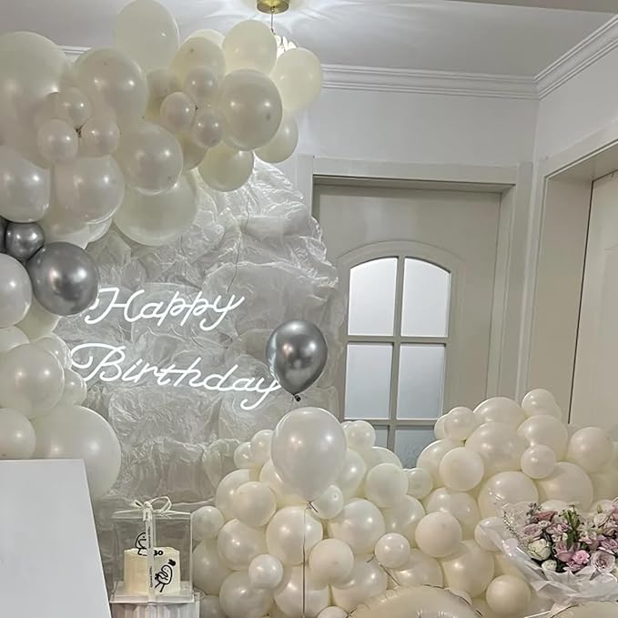 130pcs Ivory White Balloons Different Sizes 18" 12" 10" 5" Party Latex Balloons for Birthday Baby Shower Graduation Wedding Gender Reveal Anniversary Party Decorations-HomvellaHome