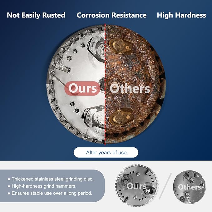 Garbage Disposal 1/2 HP Easy install Quiet with Stopper Power Cord, Kitchen sink Food Waste Disposer Continuous Feed, Stainless Steel Grind Half Horsepower AC Motor Unit (MAX-3)-HomvellaHome