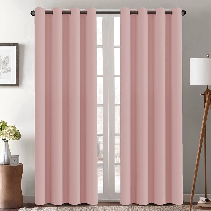 H.VERSAILTEX Blackout Curtains 84 inches Long for Living Room Thermal Insulated Room Darkening Window Treatment Panels Drapes Light Reducing Curtains for Bedroom, 2 Panels, 52" W x 84" L, Baby Pink-HomvellaHome