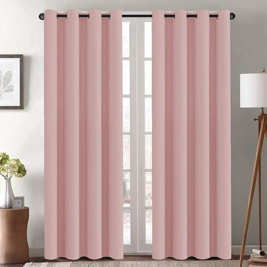 H.VERSAILTEX Blackout Curtains 84 inches Long for Living Room Thermal Insulated Room Darkening Window Treatment Panels Drapes Light Reducing Curtains for Bedroom, 2 Panels, 52" W x 84" L, Baby Pink-HomvellaHome