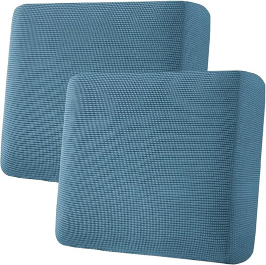 H.VERSAILTEX Super Stretch Individual Seat Cushion Covers - Sofa & Couch Cushion Slipcover Sets - Thick Jacquard Textured Twill Fabric (2 Piece Large, Dusty Blue)-HomvellaHome