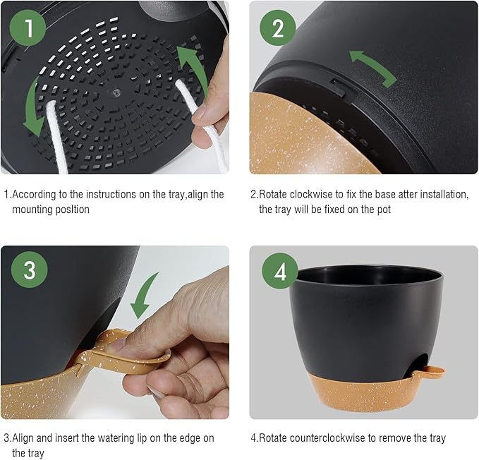 10 Inch Self Watering Hanging Pots, 2 Pack Hanging Planters with 40oZ Deep Reservior for Indoor Outdoor Plants Flowers, Black with Brown-HomvellaHome