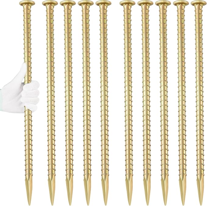 16 Inch Rebar Stakes 1/2 Inch Diameter Galvanized Steel Ground Anchors Heavy Duty Anchoring Spikes for Speed Bump, Parking Curb and Tent (10 Pack)-HomvellaHome