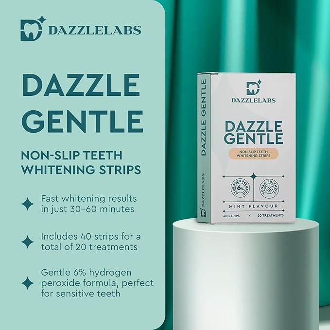 Gentle Teeth Whitening Strips - 20 Pack | Mint Flavor | 6% Hydrogen Peroxide | Sensitive Tooth Stain Remover & Whitener Treatment | Rapid Home Kit for Fast, Professional & Whiter Results-HomvellaHome
