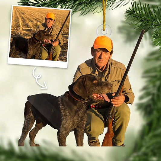 DOPTIKA Personalized Photo Christmas Ornament 2025, 2D Acrylic Hunting Ornaments for Christmas Tree, Personalized Photo Gifts for Hunters, Dad, Brother, Friends, Tree Decoration