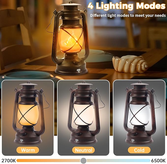 2 Pack Bronze Vintage 4 Modes Light LED Lanterns，Rechargeable Dancing Flame Lanterns Decorative Outdoor&Indoor, Remote Control Waterproof Hanging Lights for Camping,Patio Garden Pathway-HomvellaHome