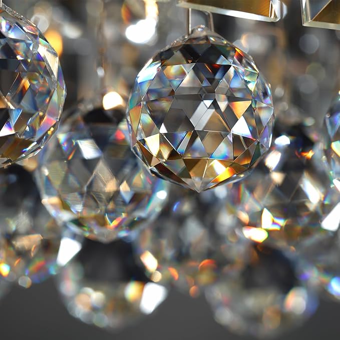 10 Lights Modern Crystal Chandelier, Gold K9 Rectangle Rectangular Chandeliers,Luxury Flush Mount Pendant Ceiling Light for Dining Room Kitchen Island L47''xW10''xH10''-HomvellaHome