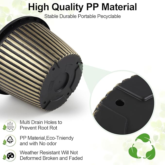 16 inch Large Planter Indoor Outdoor Plant Pots, 4 Pack Plastic Flower Pots with Saucer And Drainage Holes, Modern Garden Planters For Planting Medium Large Plants, Decorative Resin Garden Pots-HomvellaHome