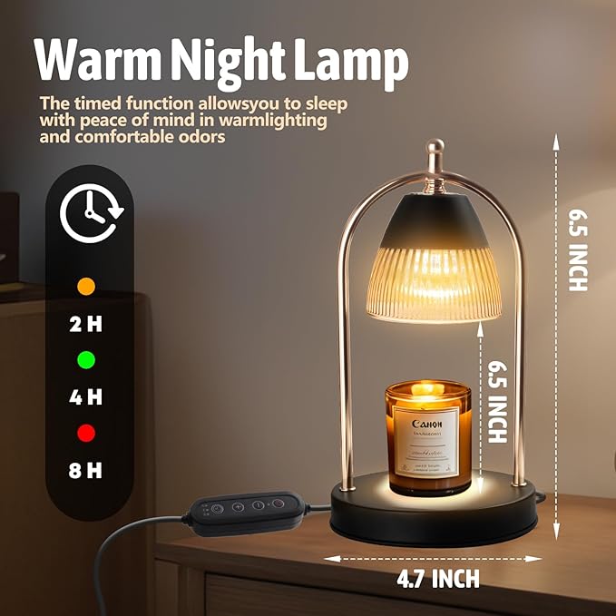 GEEZO Fragrance Candle Warmer Lamp，Electric Candle Warmer with Timer & Dimmer，Mom Christmas Birthday Gifts for Women, House Warming Gifts New Home Bedroom Decor-HomvellaHome