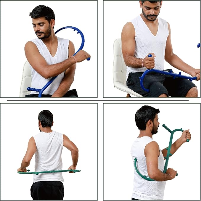 2 Pack Massage Trigger Point Cane, Body Deep Tissue, Handheld Back, Neck, Shoulder, Leg and Feet Massager Rod, Muscle Release Tool Self Massage Hook Cane for Women & Men, Blue & Green-HomvellaHome