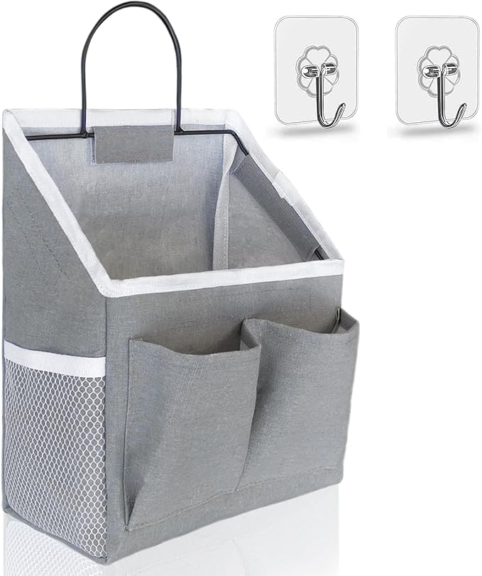 1pcs Small Wall Hanging Baskets for Organizing, Hanging Storage Bag as Over the Door Organizer, Wall File Organizer, Rv Storage and Organization. For Bedroom, Office, Camper (1pcs Gray)-HomvellaHome