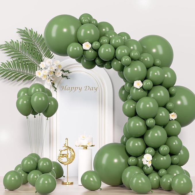 130pcs Sage Green Balloons Different Sizes 18" 12" 10" 5" Olive Green Balloons for Birthday Graduation Baby Shower Wedding Anniversary New Year Party Decorations-HomvellaHome