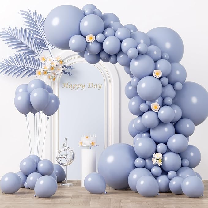130pcs Dusty Blue Balloons Different Sizes 18" 12" 10" 5" Slate Blue Balloons for Boys Girls Baby Shower Wedding Anniversary Graduation Engagements Birthday Party Decorations-HomvellaHome