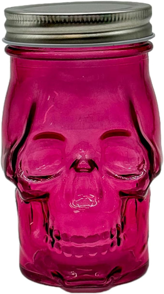 Generic 14 oz Colorful Skull Glass Mason Jar – Mix & Match 7 Vibrant Colors, Large & Durable! (Pink)-HomvellaHome