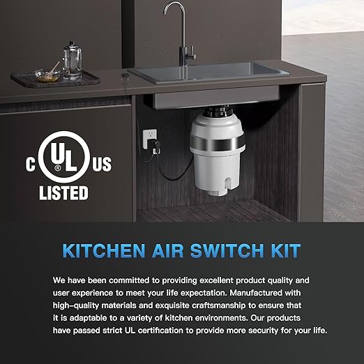 Garbage Disposal Air Switch Kit, UL Certified Professional Garbage Disposal Switch Button Power Module, Sink Top Waste Disposer On/Off Switch-HomvellaHome