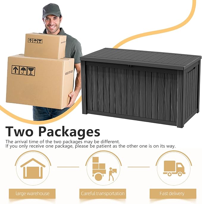 182 Gallon Deck Box Waterproof, UV Resistant Resin Outdoor Storage Box with Hydraulic Rod, Lockable Design and Enhanced Durability for Patio, Garden, and Poolside Use-HomvellaHome