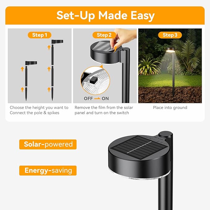 12 Pack Solar Pathway Lights Outdoor, 12 Brighter LED Solar Lights Outdoor Waterproof, Up to 12 Hrs Modern Solar Powered Path Light for Yard Garden Walkway Driveway-HomvellaHome