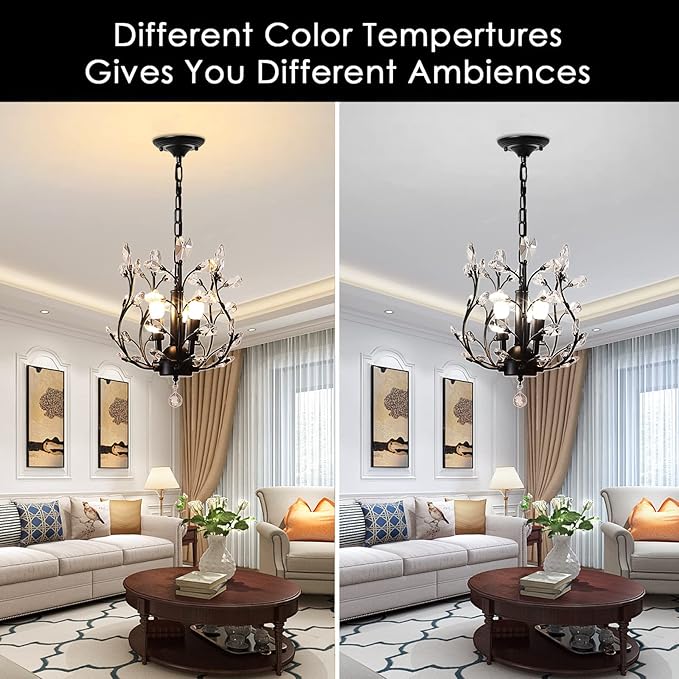 Ganeed Vintage K9 Clear Crystal Chandeliers,Ceiling Lighting,Pendant Lighting Flush Mounted Fixture with 3 Light for Living Room Dinning Room Restaurant Porch Hallway (Black)-HomvellaHome