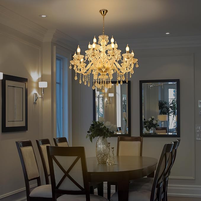 15 Light Crystal Chandelier Double Layer Flush Mount Ceiling Light Fixture with K9 Crystals for Living Room Dining Room Bedroom Luxury Hanging Lamp Lighting Fixtures-HomvellaHome