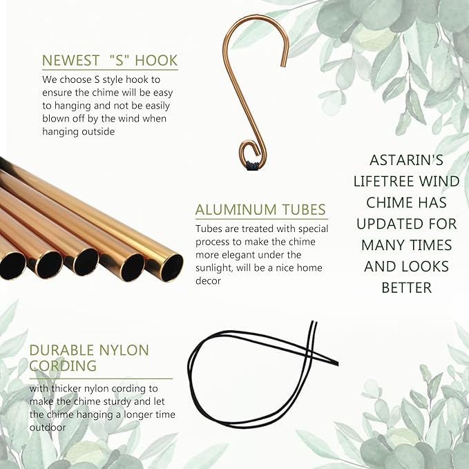 Gifts for Mom & Grandma - Outdoor Wind Chimes with Engraved Tree of Life, Large Patio Hanging Decor for Garden, Yard, Christmas, Anniversary Celebrations-HomvellaHome