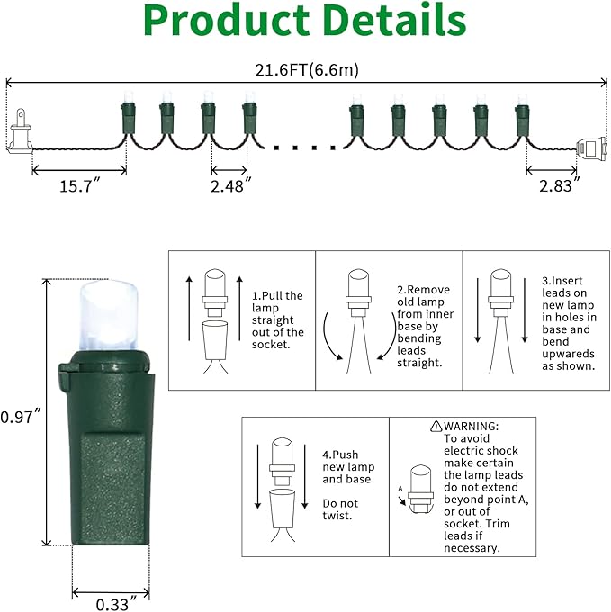 100 Count Cool White -String Lights - 21.6FT LED Christmas Lights, Mini led Lights for Indoor Outdoor Home Holiday Party Wedding Independence Day Decoration-HomvellaHome
