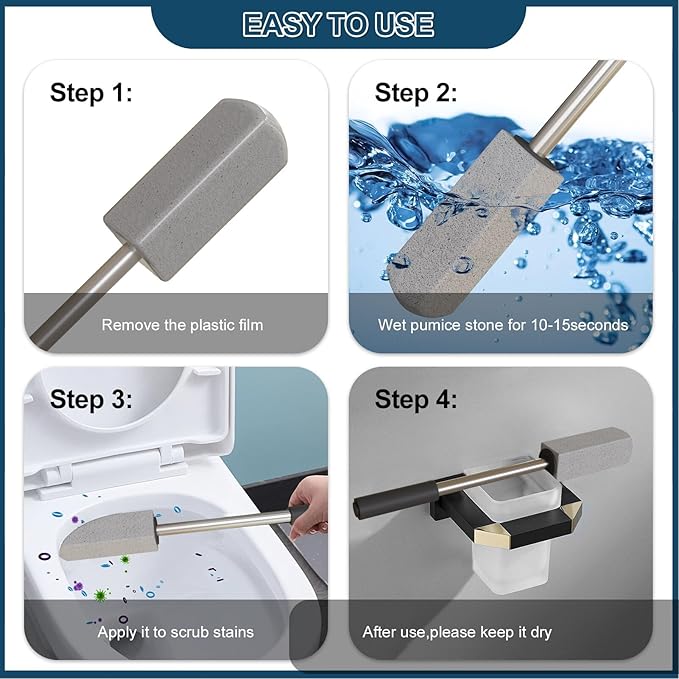 2 Pack Pumice Stone for Toilet Cleaning,16.14In Extra Long Handle Toilet Pumice Stone Toilet Bowl Cleaner Brush Toilet Scrubber for Toilets Bathtubs Grills Sinks-HomvellaHome