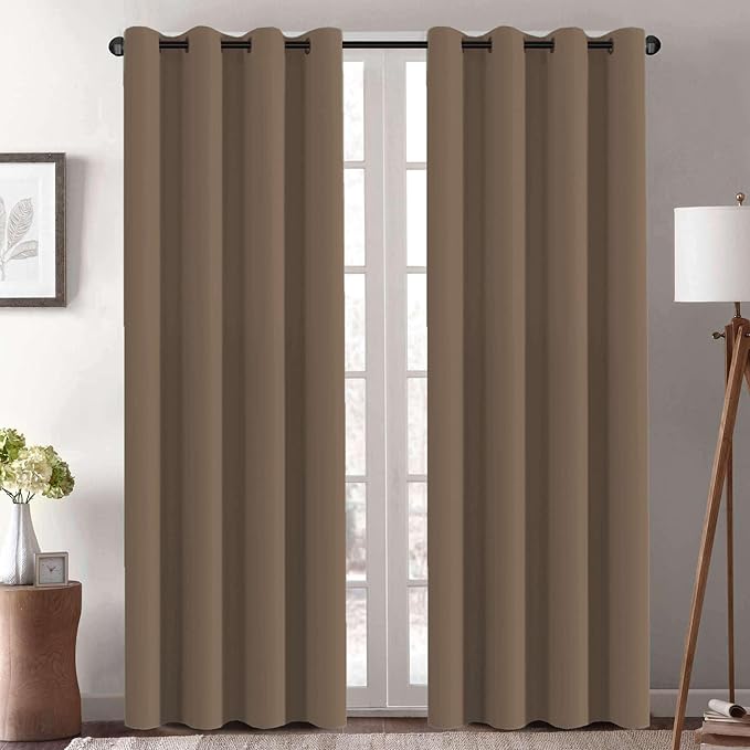 H.VERSAILTEX Blackout Curtains 84 inches Long for Living Room Thermal Insulated Room Darkening Window Treatment Panels Drapes Light Reducing Curtains for Bedroom, 2 Panels, 52" W x 84" L, Macchiato-HomvellaHome