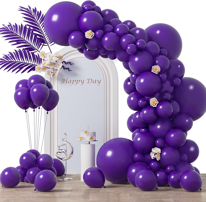 130pcs Dark Purple Balloons Different Sizes 18" 12" 10" 5" Party Latex Balloons for Birthday Halloween Graduation Baby Shower Anniversary Party Decorations-HomvellaHome